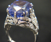 antique platinum, sapphire,and diamond ring. circa 1900. Nobel jewelry store, Santa Monica.