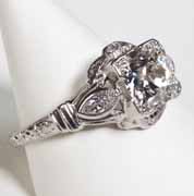 antique platinum and diamond engagement ring. Nobel jewelry store, Santa Monica.