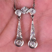 Antique yellow gold with platinum top lavelier pendent, total of approximately 0.75 Carat of Old European Cut diamonds. Circa 1910. Made in America. Nobel Gems, Inc. Santa Monica